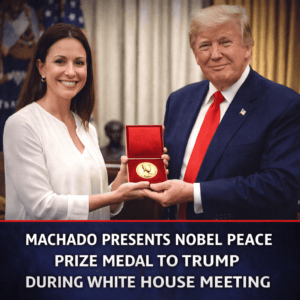 Machado presents Nobel Peace Prize medal to Trump