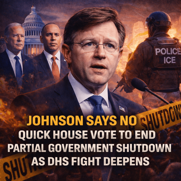 Johnson Says No Quick House Vote to End Partial Government Shutdown
